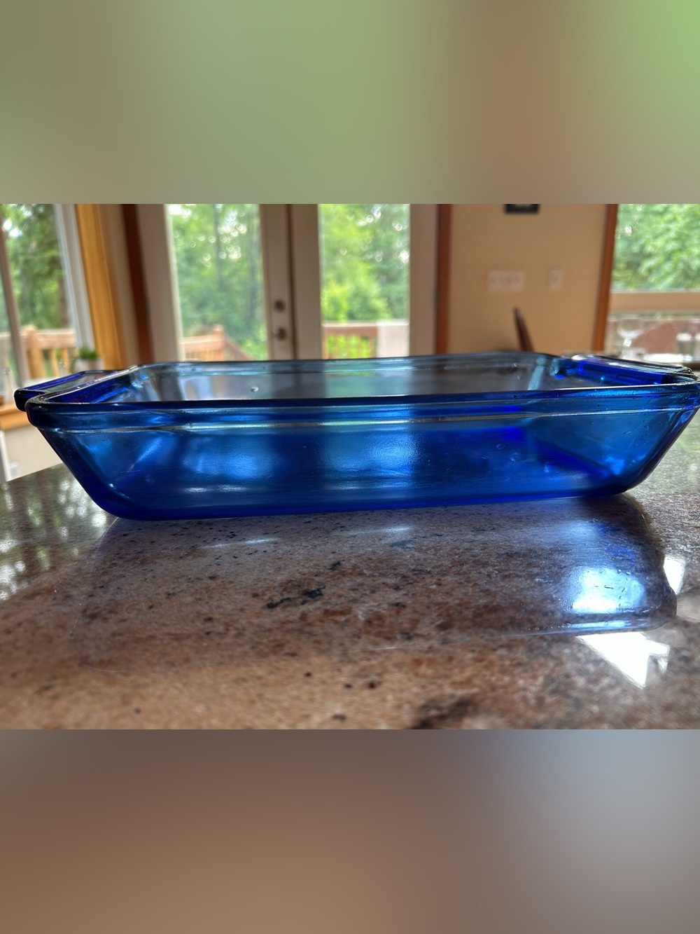 Anchor Hocking Vintage Cobalt Blue Glass 8x11.5x2” Baking Dish Molded Handles
